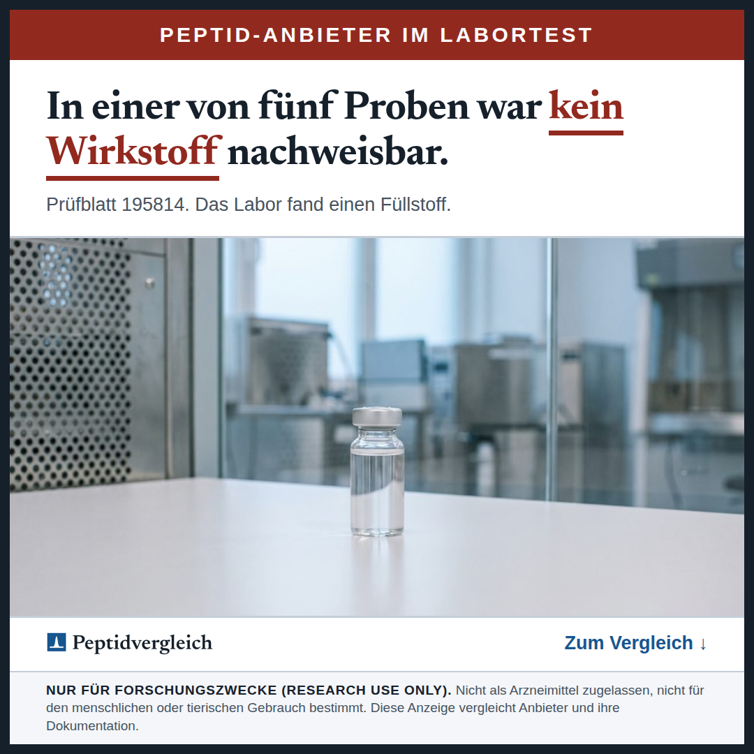 Ad image A1: laboratory vial, headline about a sample without detectable substance